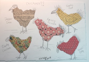 Chickens with scrapbook paper